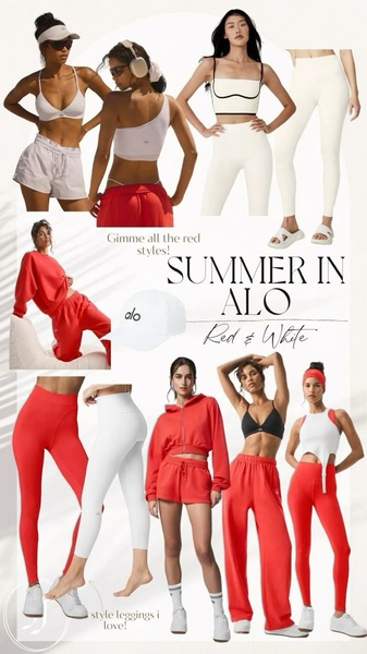 activewear set, workout outfit, athletic leggings, sports bra, gym clothes, athletic shorts, yoga pants, new arrival, brand awareness, editorial, lifestyle, energetic, bold, red, neutral, summer sale